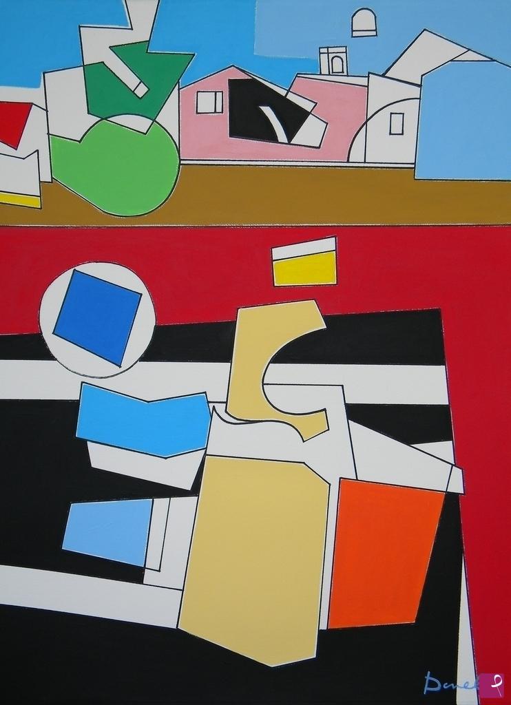quadri in vendita online - Still life with landscape