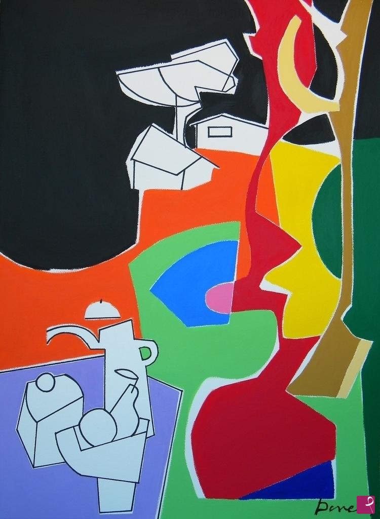 quadri in vendita online - Still life with landscape