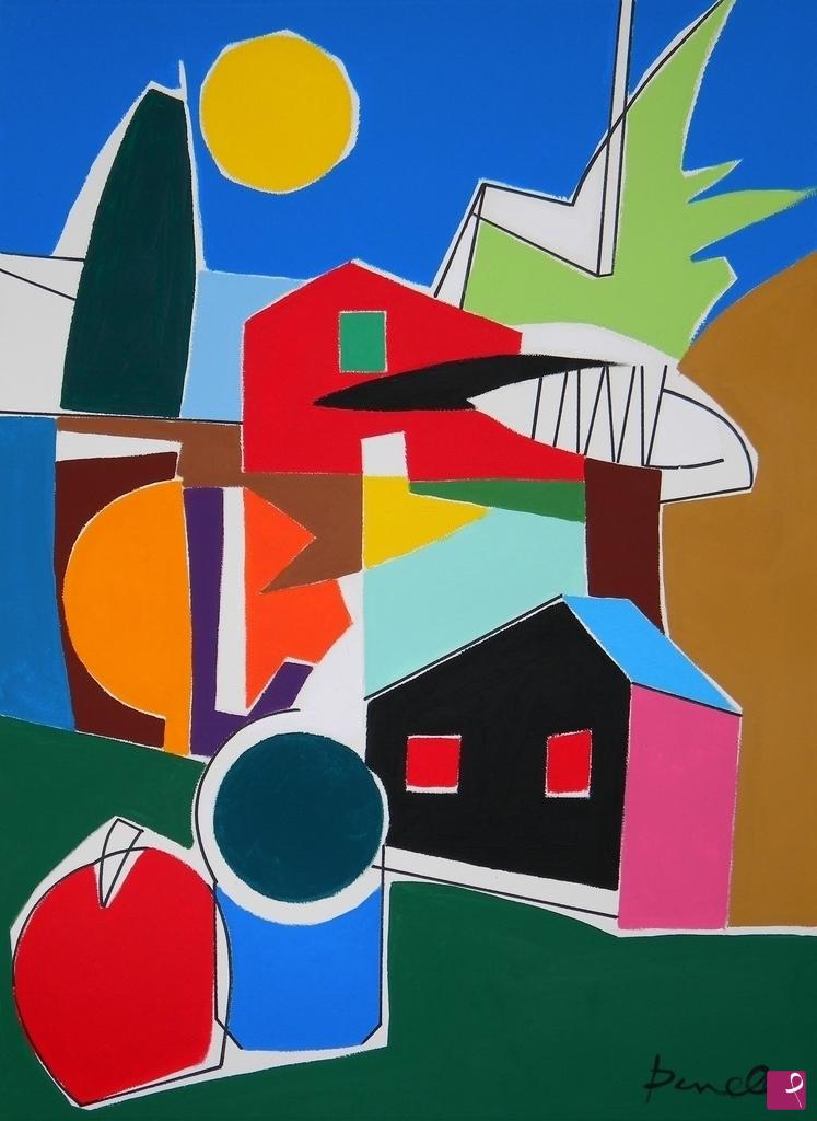 quadri in vendita online - Still life with landscape