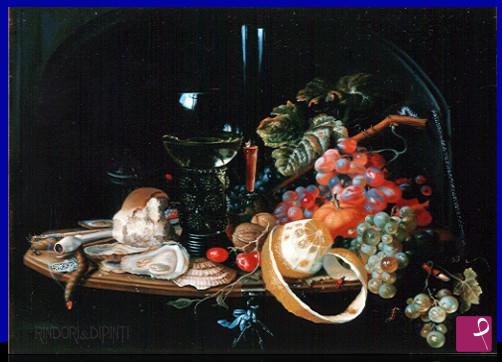 quadri in vendita online - STILL-LIVE WITH FRUIT, GLASSES, AND A BROOCH