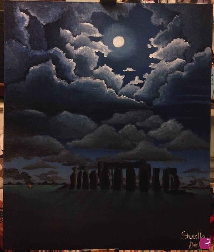 quadri in vendita online - Stonehenge al chiaro di luna