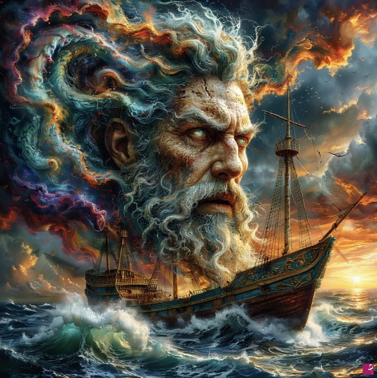 quadri in vendita online - Storm at sea, Poseidon...