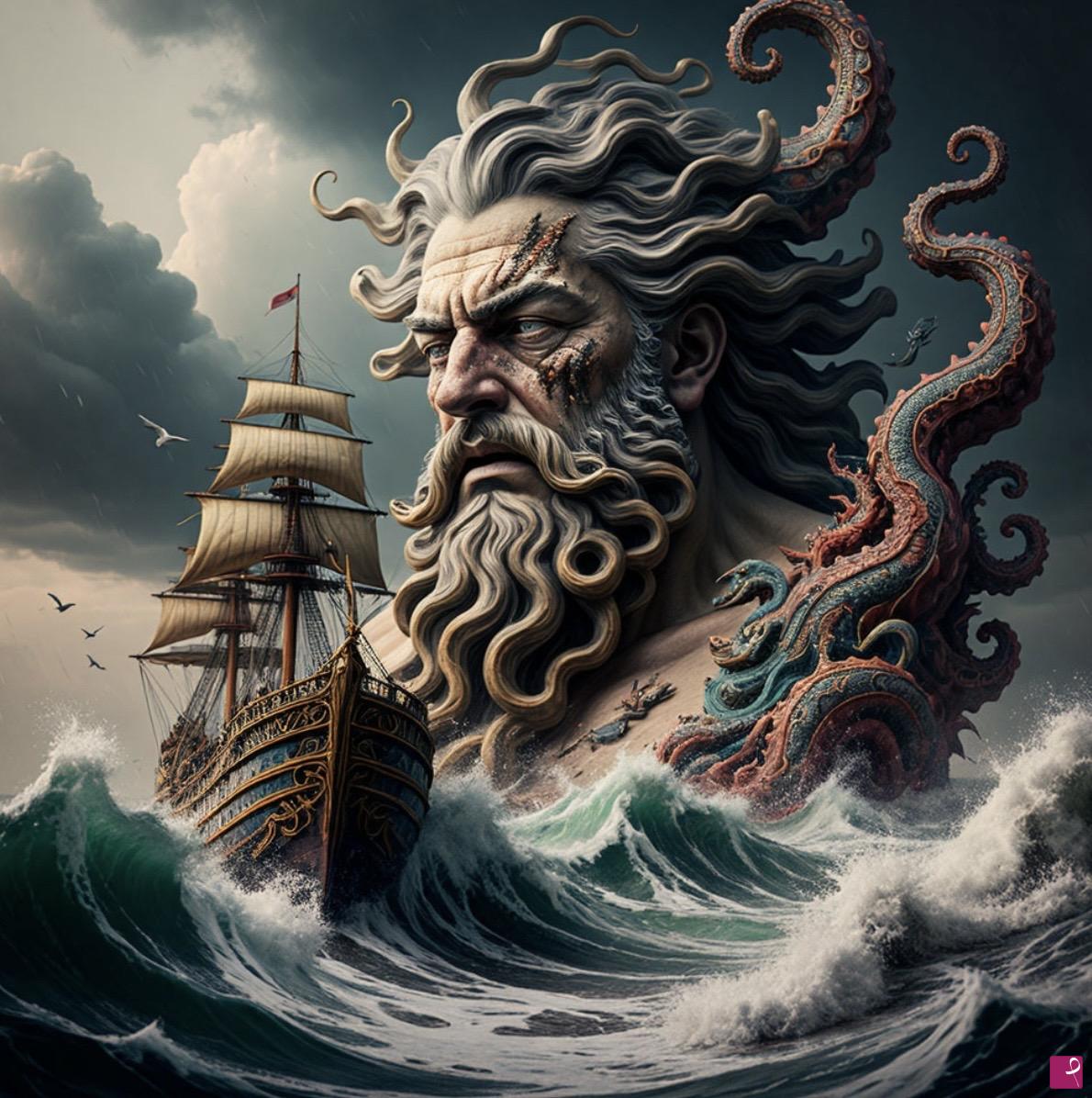 quadri in vendita online - Storms in sea, Poseidon
