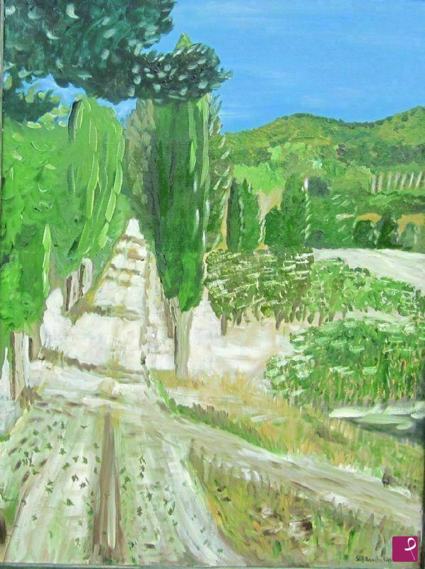 quadri in vendita online - strada con cipressi