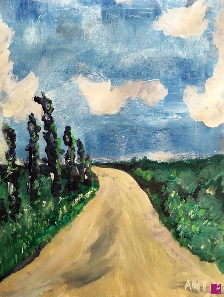 quadri in vendita online - Strada di campagna