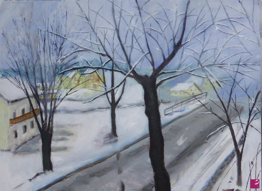 quadri in vendita online - Strada innevata