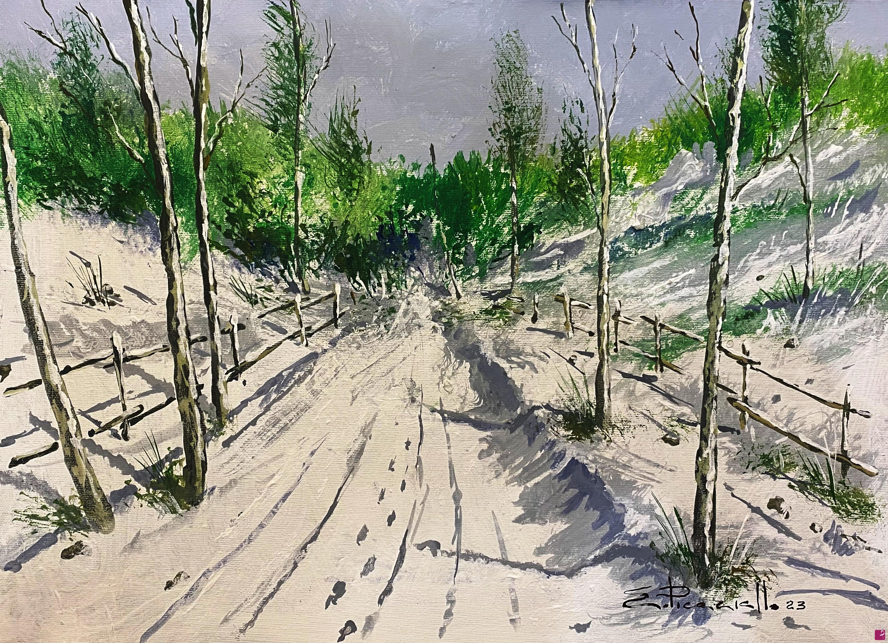quadri in vendita online - Strada innevata