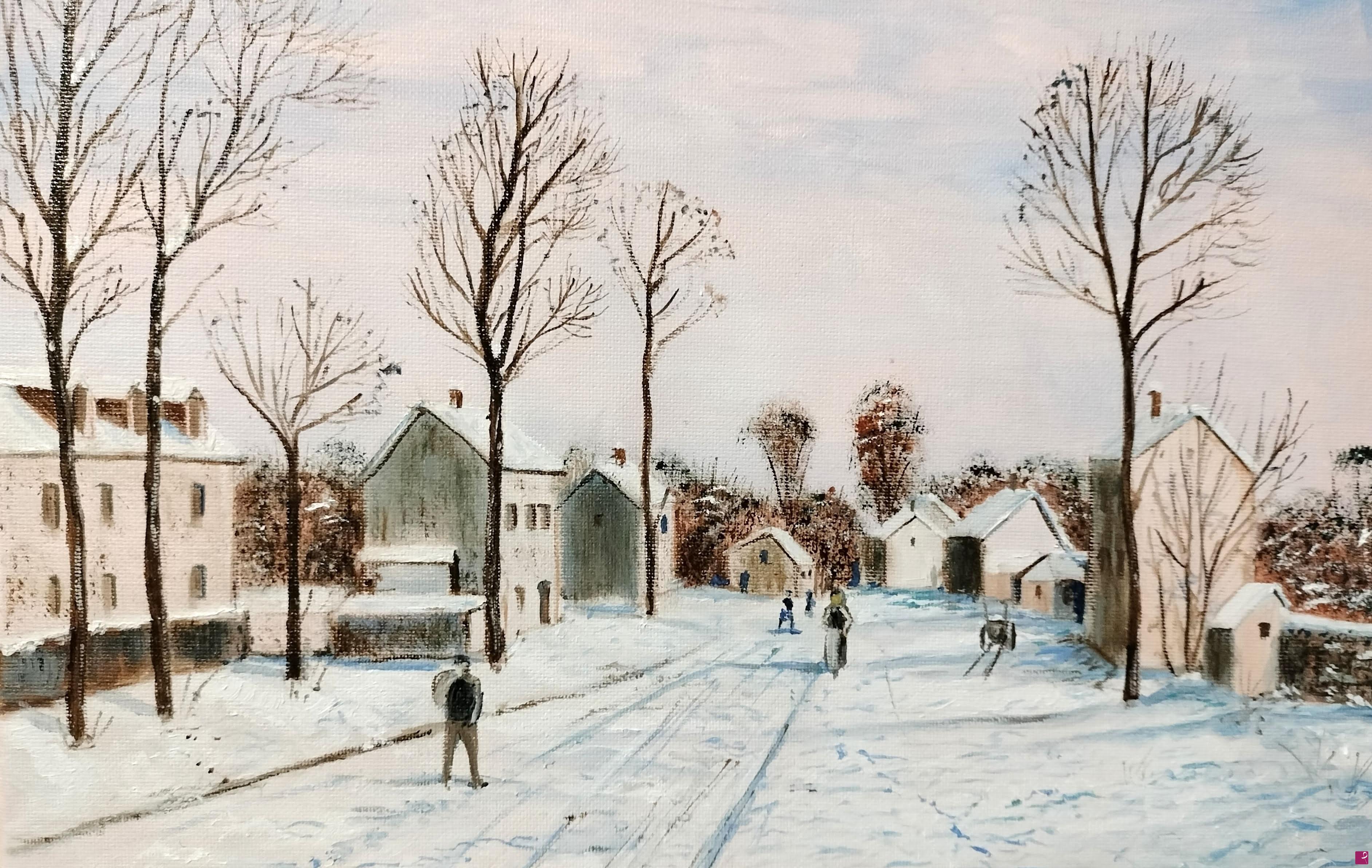 quadri in vendita online - Strada innevata