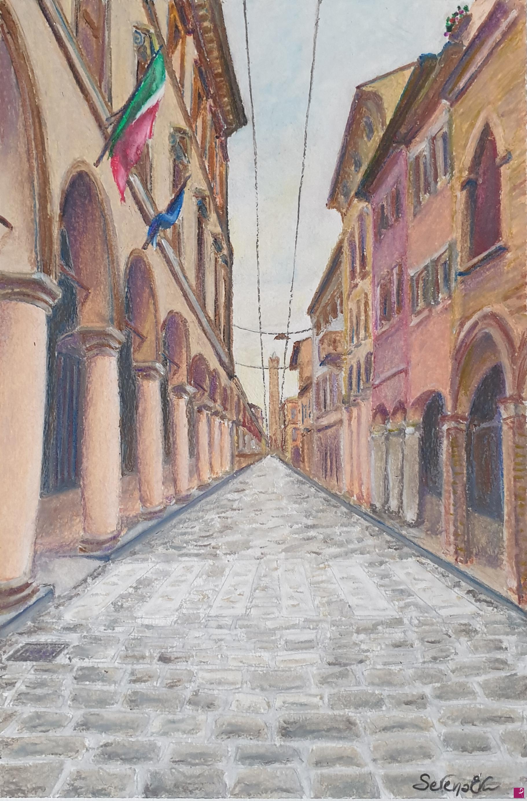 quadri in vendita online - Strada Maggiore, Palazzo Hercolani (trittico)