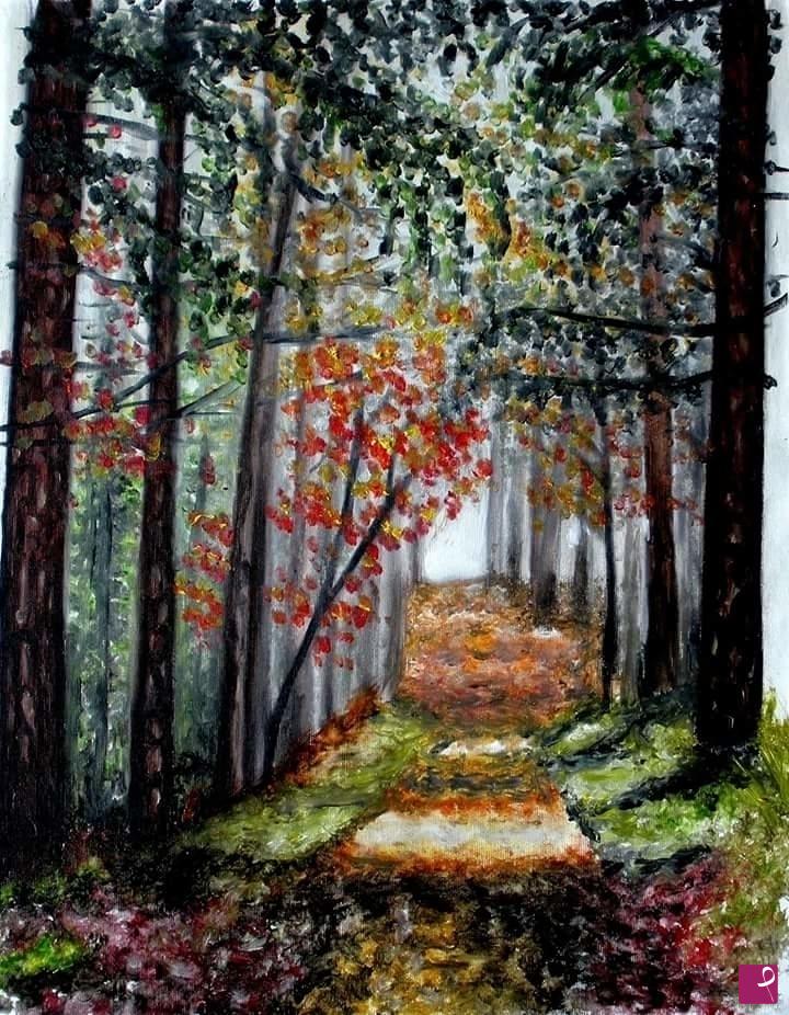 quadri in vendita online - Strada natura autunno