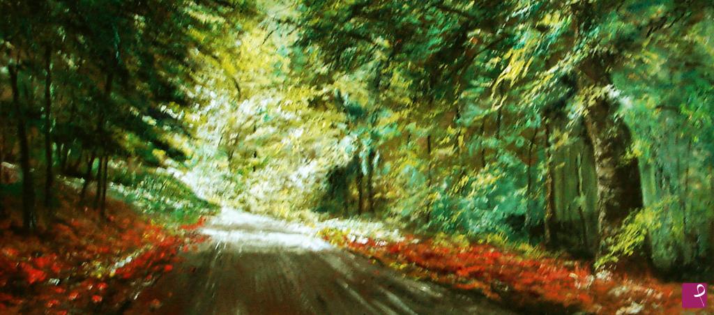 quadri in vendita online - strada nel bosco