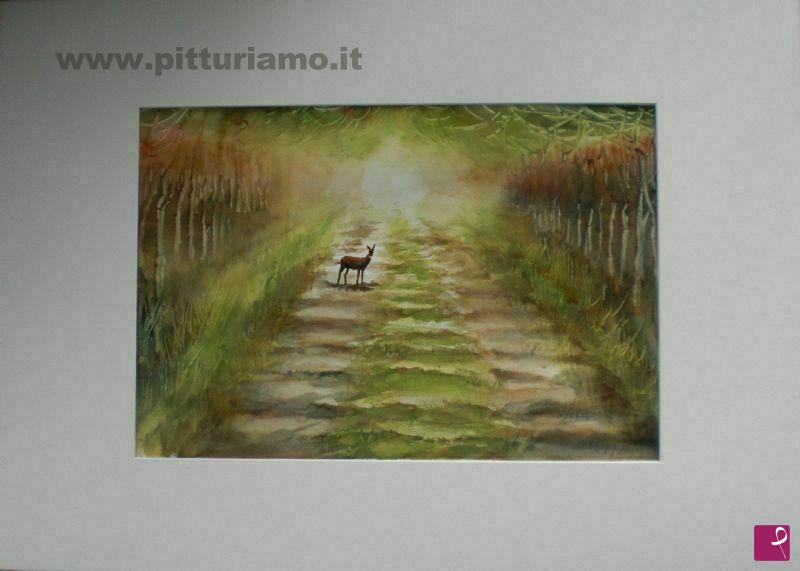 quadri in vendita online - strada nel bosco