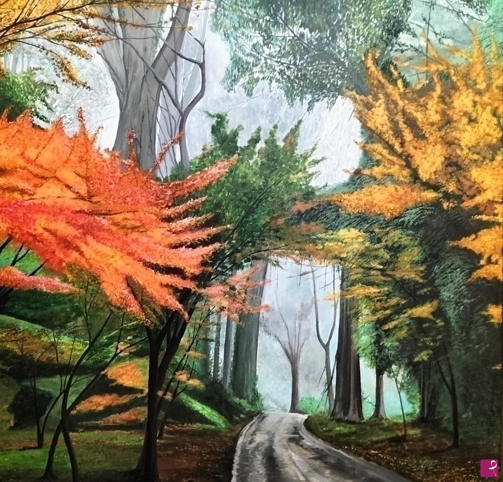 quadri in vendita online - STRADA NEL BOSCO D' AUTUNNO