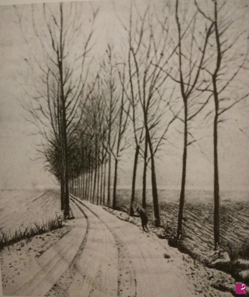 quadri in vendita online - Stradina di campagna con la neve 
