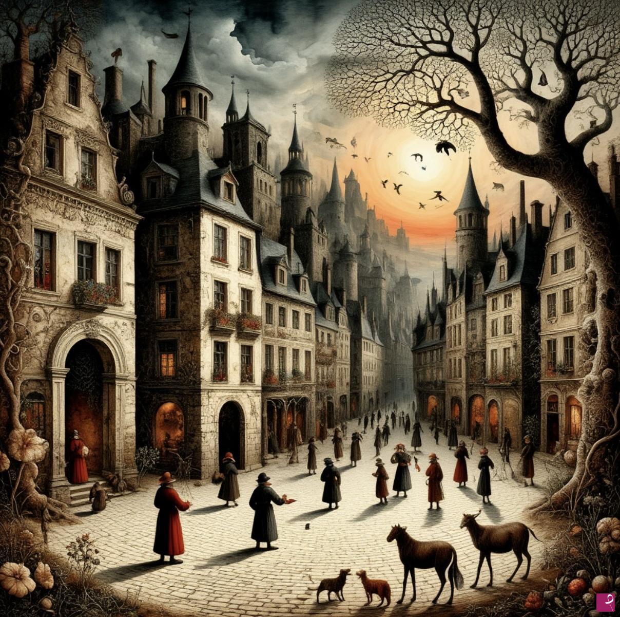 quadri in vendita online - Street in old city