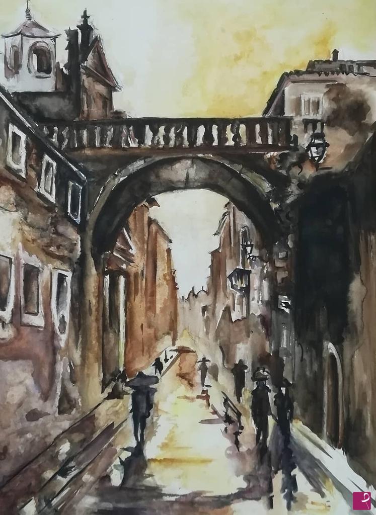 quadri in vendita online - Street of autumn 