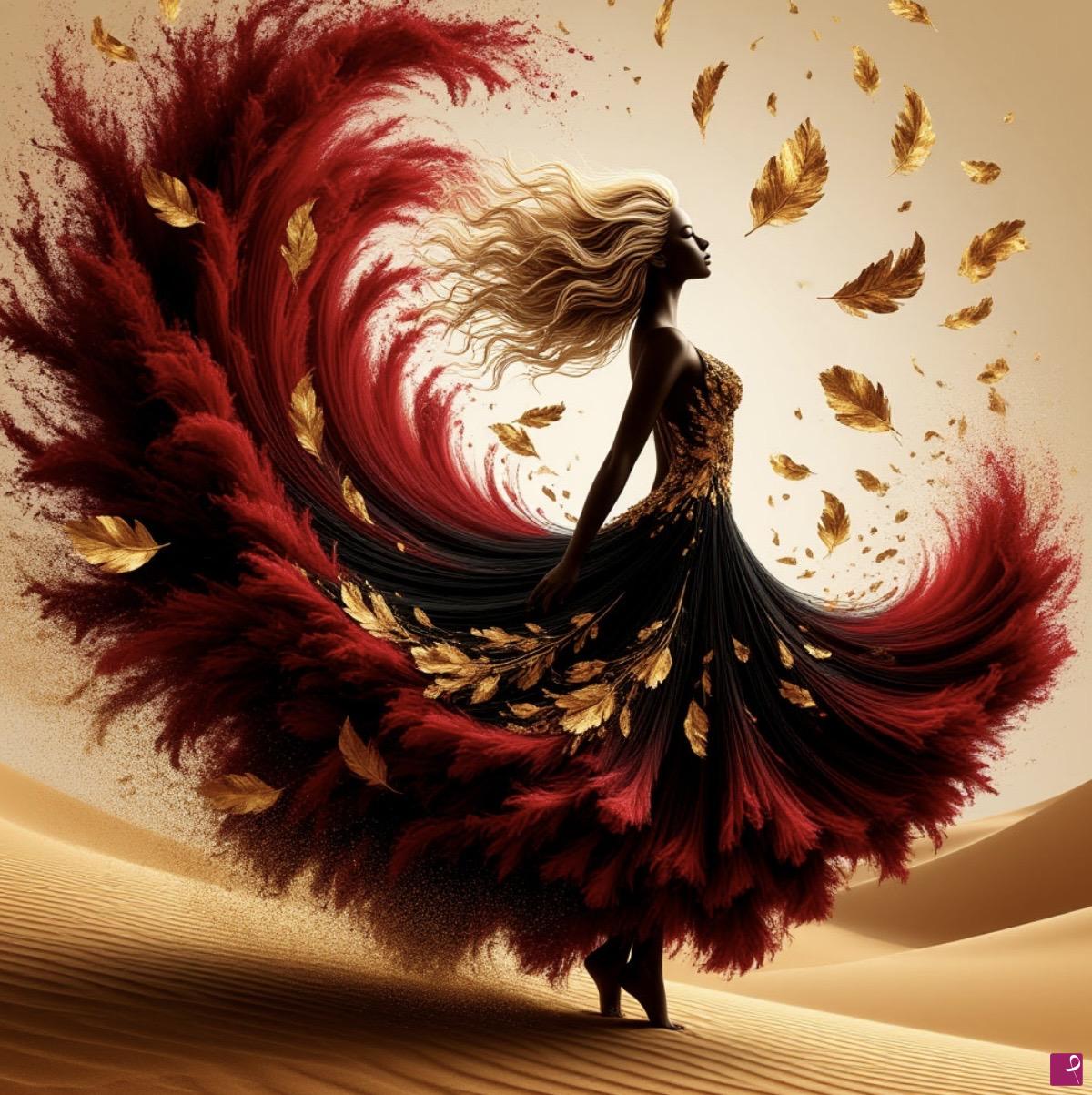quadri in vendita online - Strong wind and dancing girl