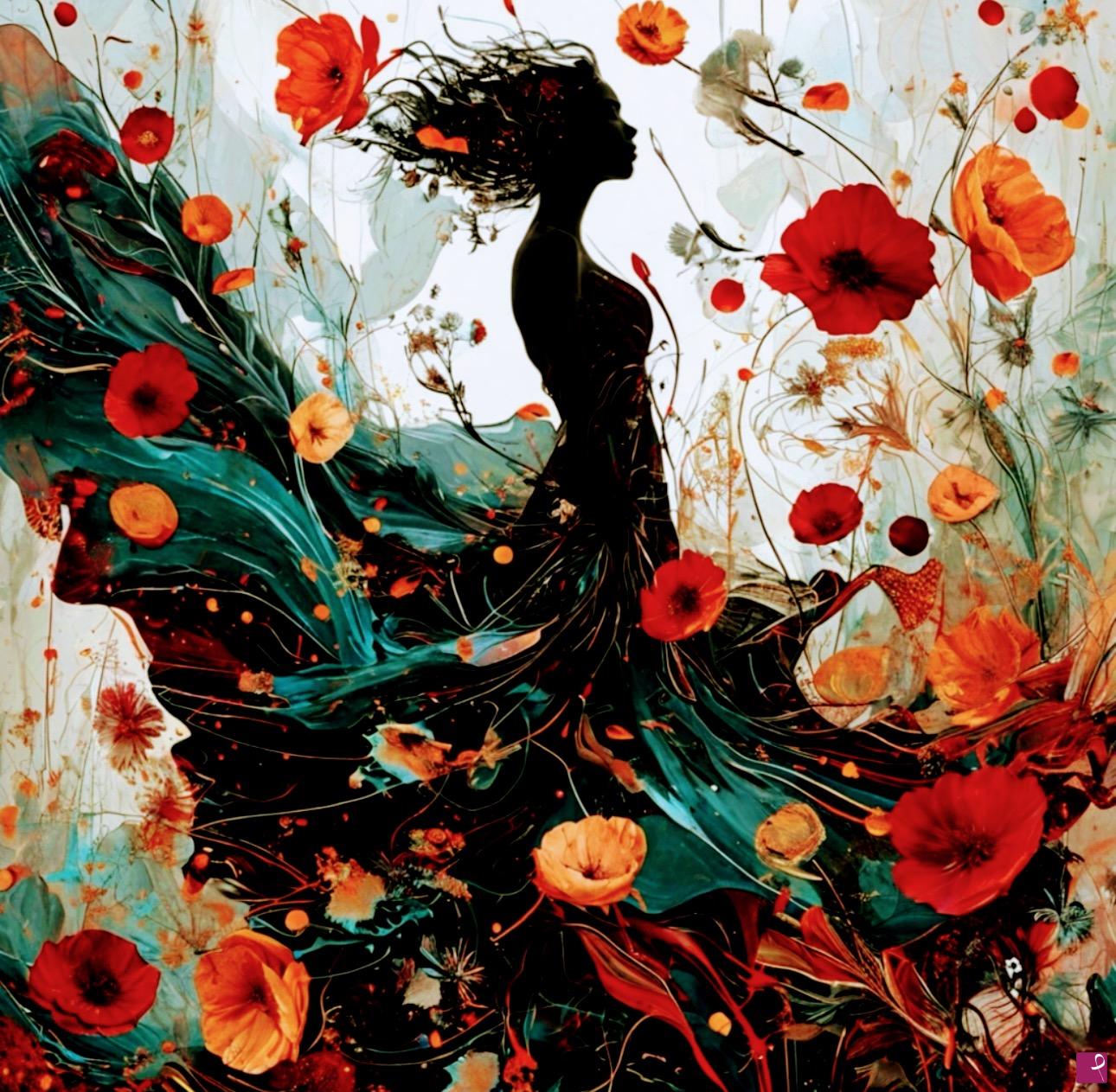 quadri in vendita online - Strong wind and girl in dress 