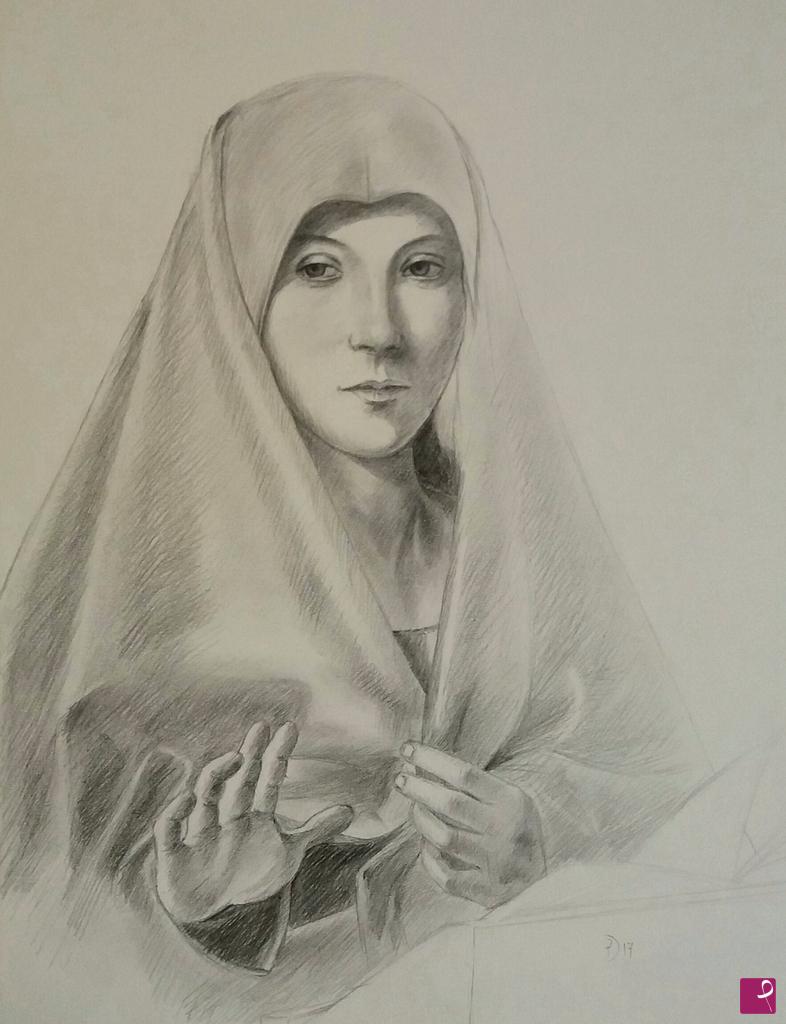 quadri in vendita online - Studio a matita dell'Annunciata di Antonello da Messina