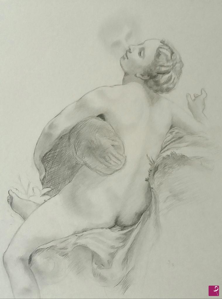 quadri in vendita online - Studio a matita dell'opera di Correggio "Giove e Io"
