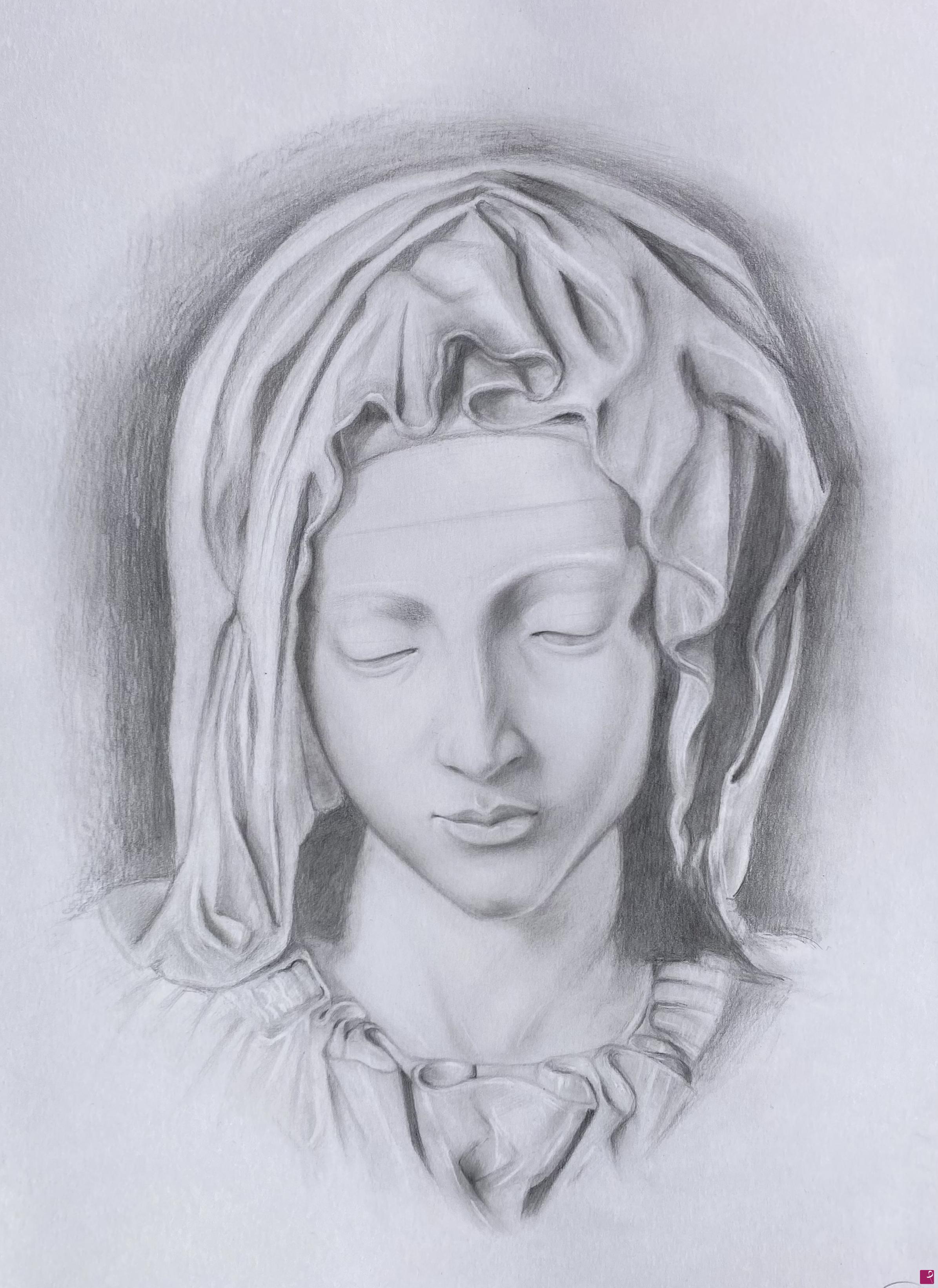 quadri in vendita online - Studio del volto della Pietà di Michelangelo