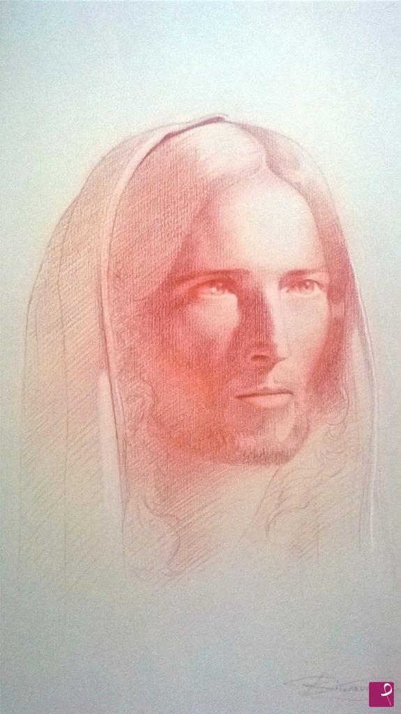 quadri in vendita online - Studio del volto di Gesù (ispirato a Robert Powell)/ Study of Gesus face (ispired to Robert Powell)
