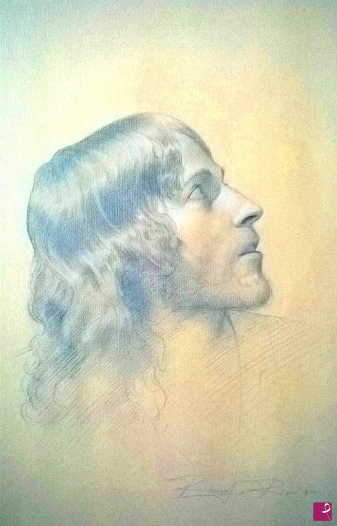 quadri in vendita online - Studio del volto di Gesù (Ispirato a Robert Powell)/Study of the face of Jesus (inspired by Robert Powell)