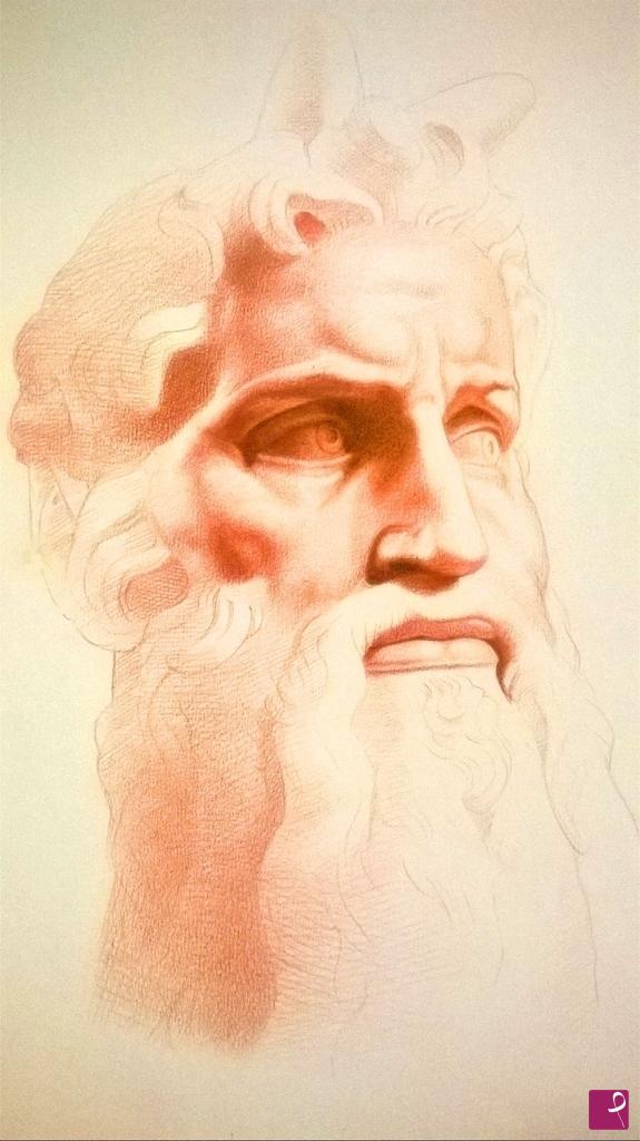 quadri in vendita online - Studio del volto di Mosè di Michelangelo/Study of the face of Moses by Michelangel