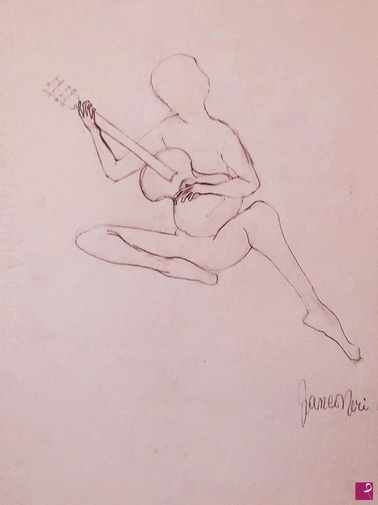 quadri in vendita online - Studio di anatomia con chitarra.