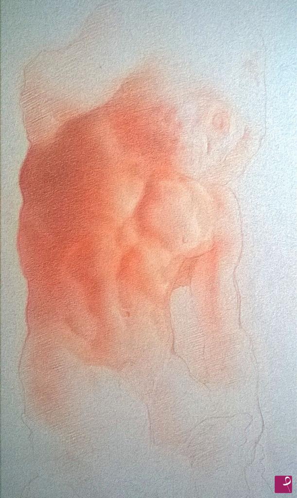 quadri in vendita online - Studio di scultura michelangiolesca (schiavo barbuto)/ Study of Michelangelo's sculpture (Bearded Slave)