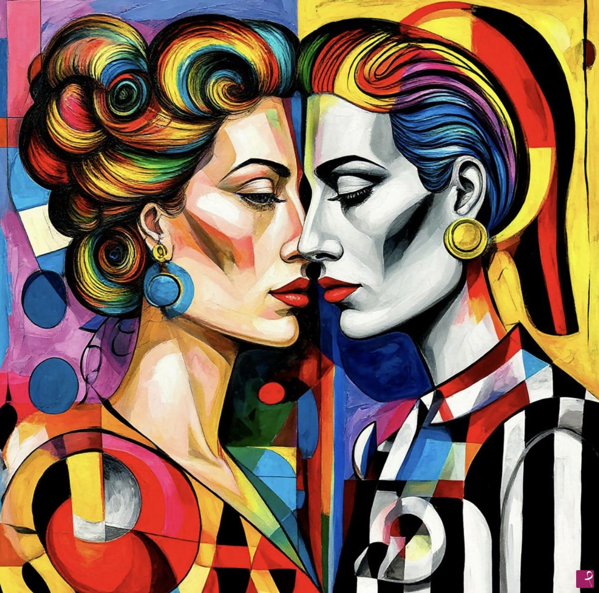 quadri in vendita online - Style Picasso, man and woman 