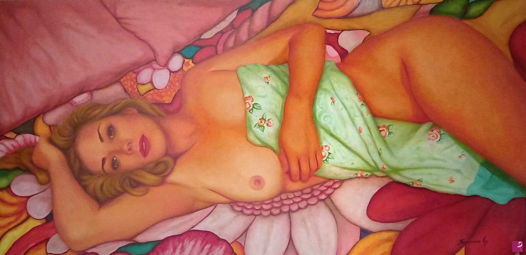 quadri in vendita online - sul letto a fiori