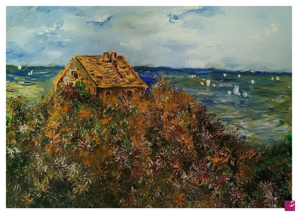 quadri in vendita online - Sulla strada di Monet " Cottage del pescatore a Varengeville"