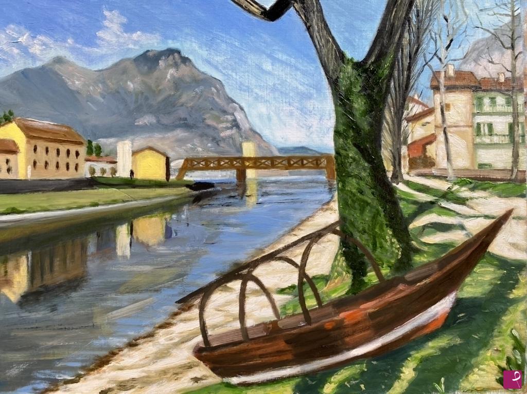 quadri in vendita online - Sulle rive dell’Adda