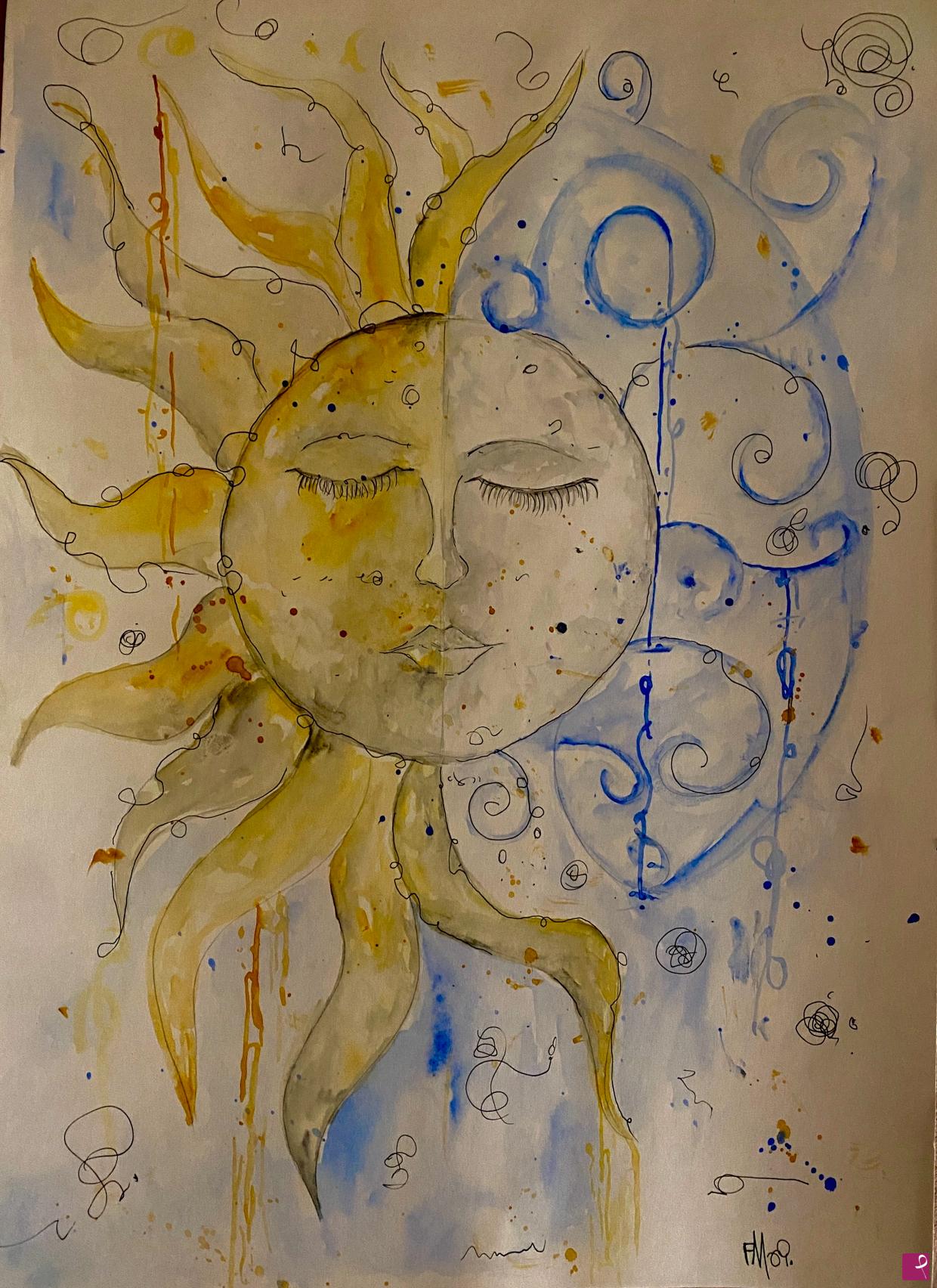 quadri in vendita online - Sun and moon