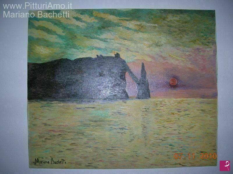quadri in vendita online - Sunset at the Cliff at Etretat