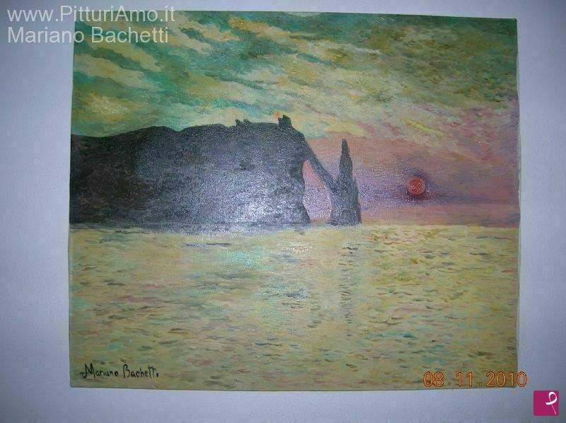 quadri in vendita online - Sunset at the Cliff at Etretat