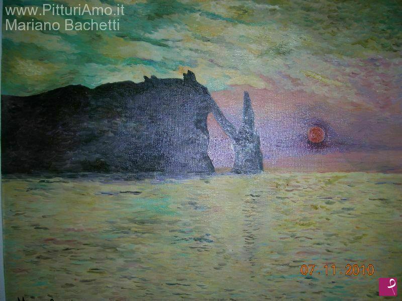 quadri in vendita online - Sunset at the Cliff at Etretat