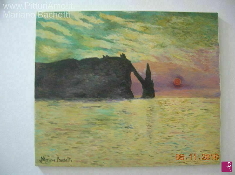 quadri in vendita online - Sunset at the Cliff at Etretat
