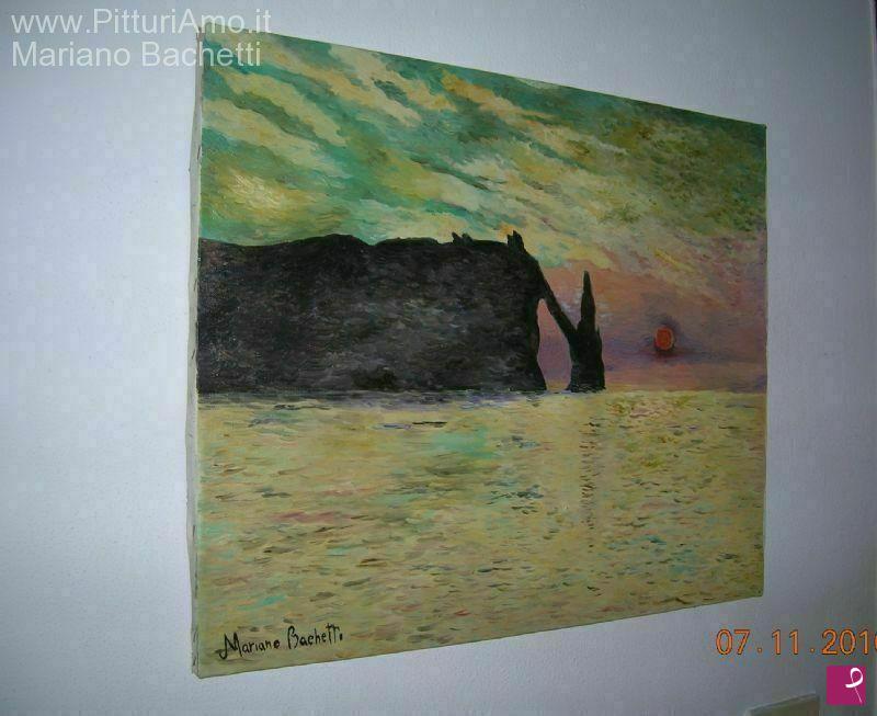 quadri in vendita online - Sunset at the Cliff at Etretat