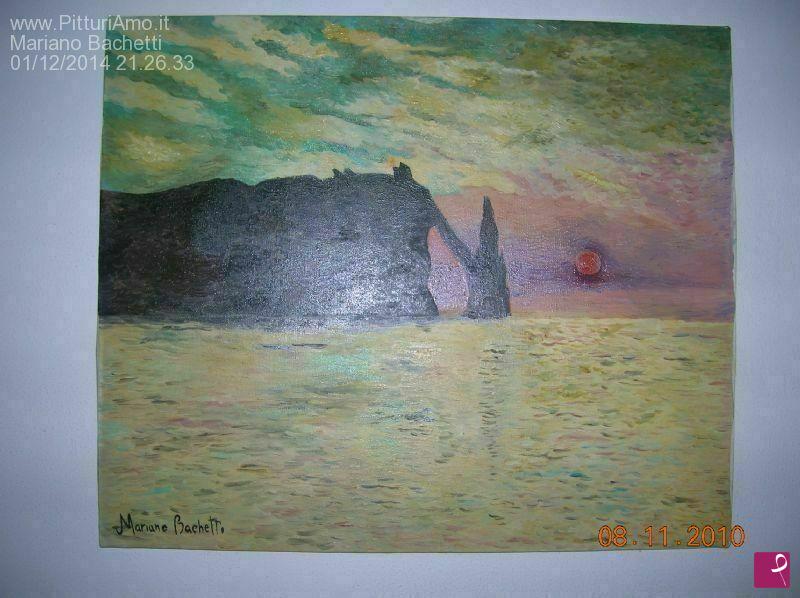 quadri in vendita online - Sunset at the Cliff at Etretat