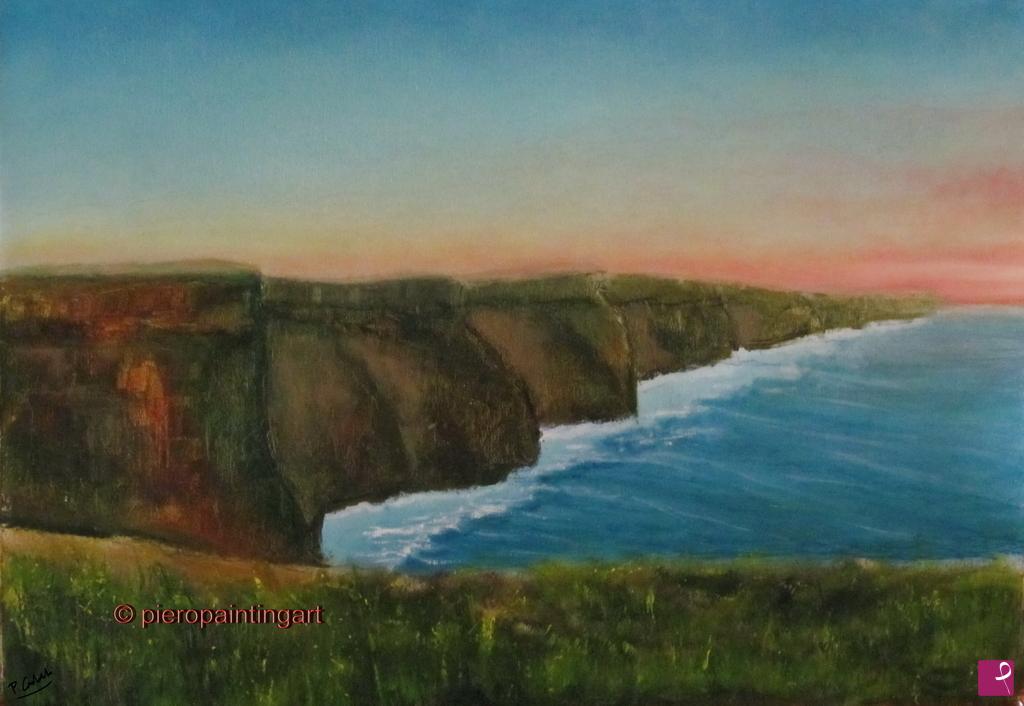 quadri in vendita online - Sunset at the Cliffs of Moher