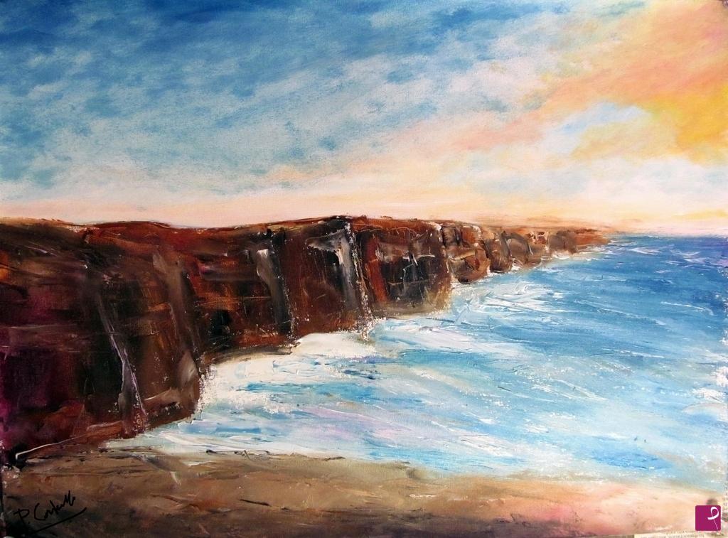 quadri in vendita online - Sunset at the Cliffs of Moher