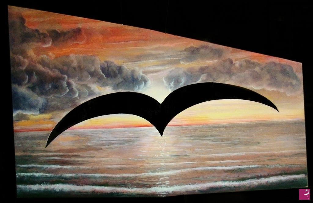 quadri in vendita online - sunset on wood