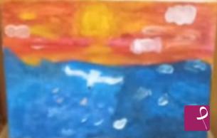 quadri in vendita online - Sunset with seagul