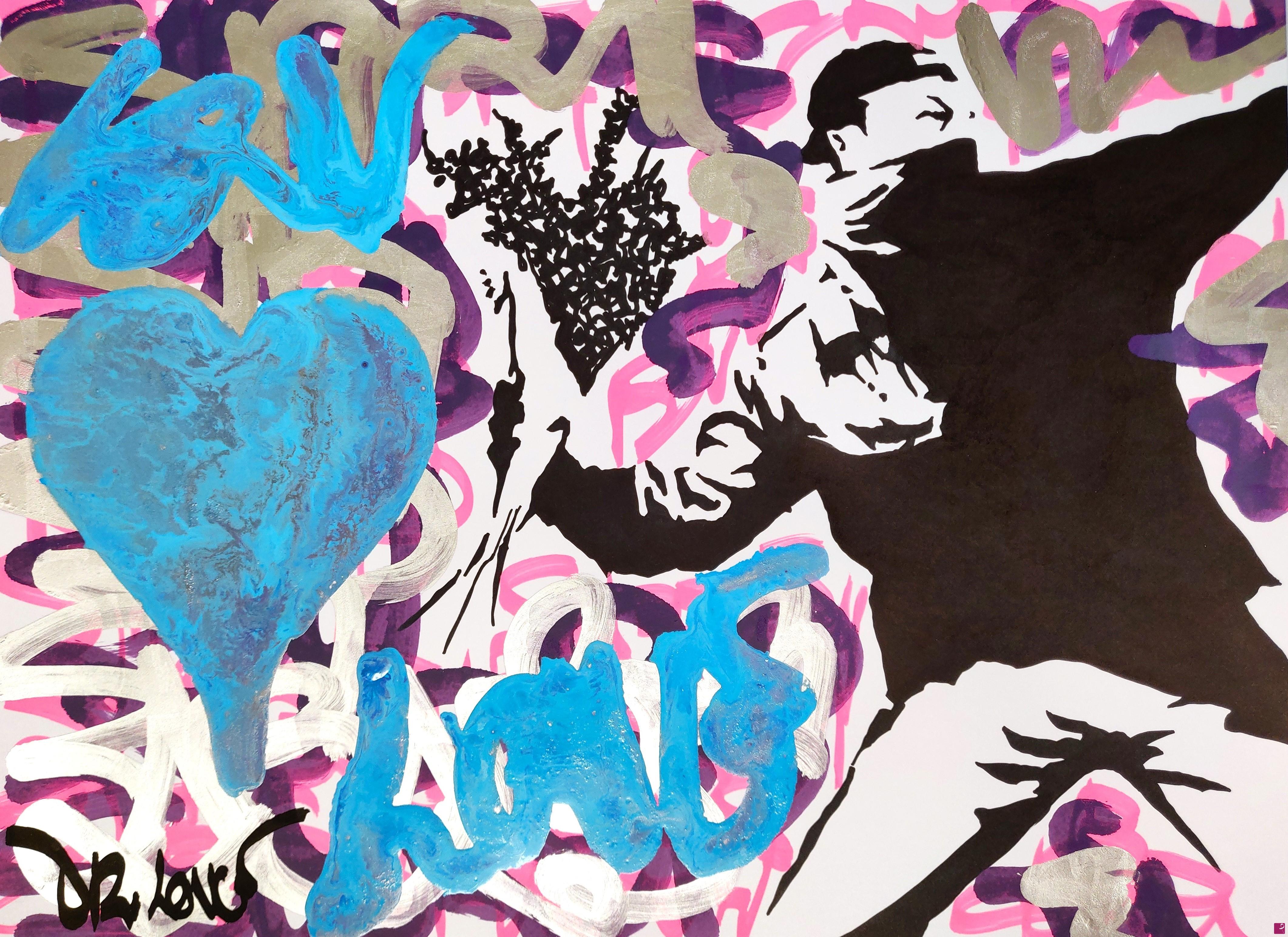 quadri in vendita online - Super love rebel (a tribute to Banksy)