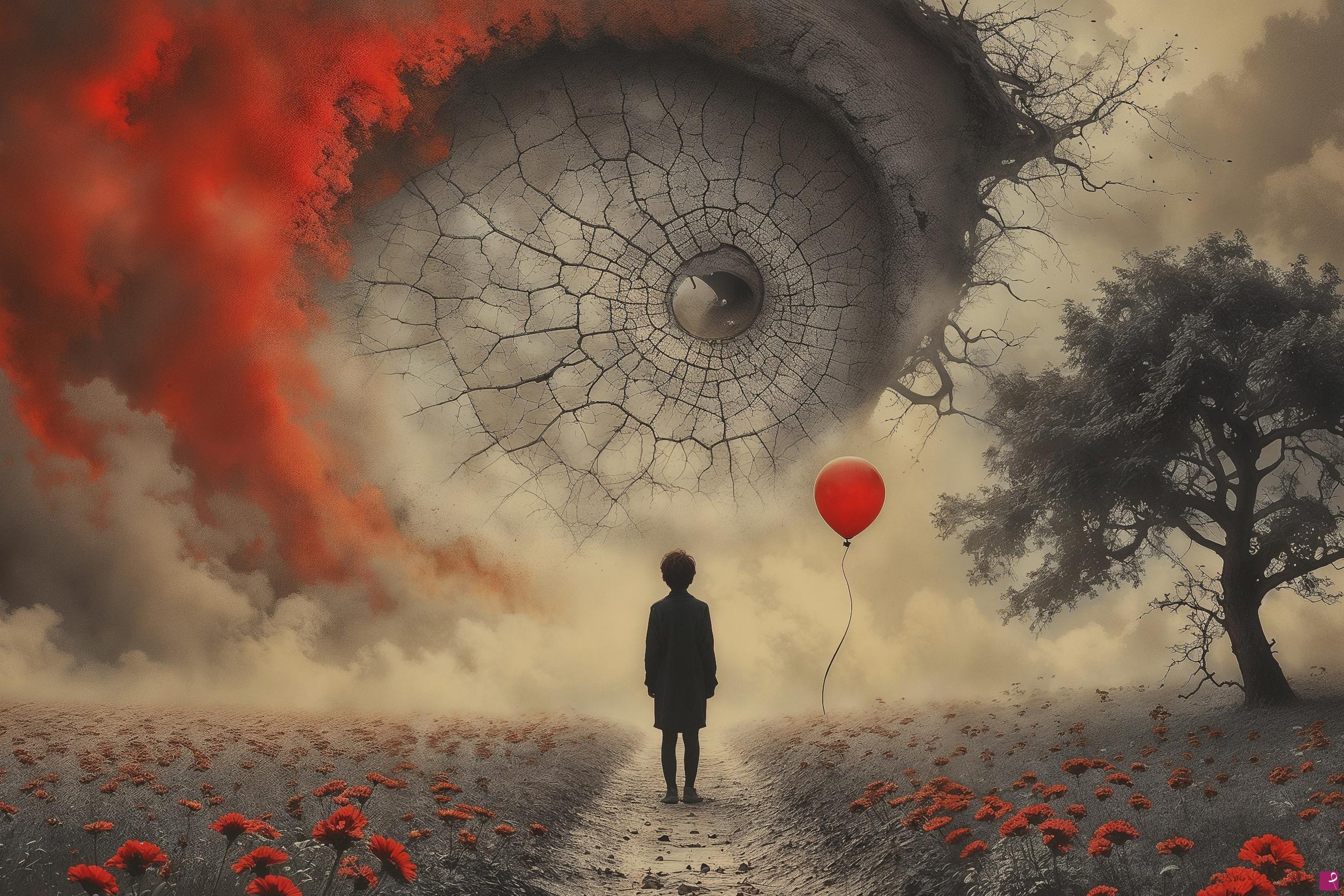 quadri in vendita online - Surreal Eye and Red Balloon