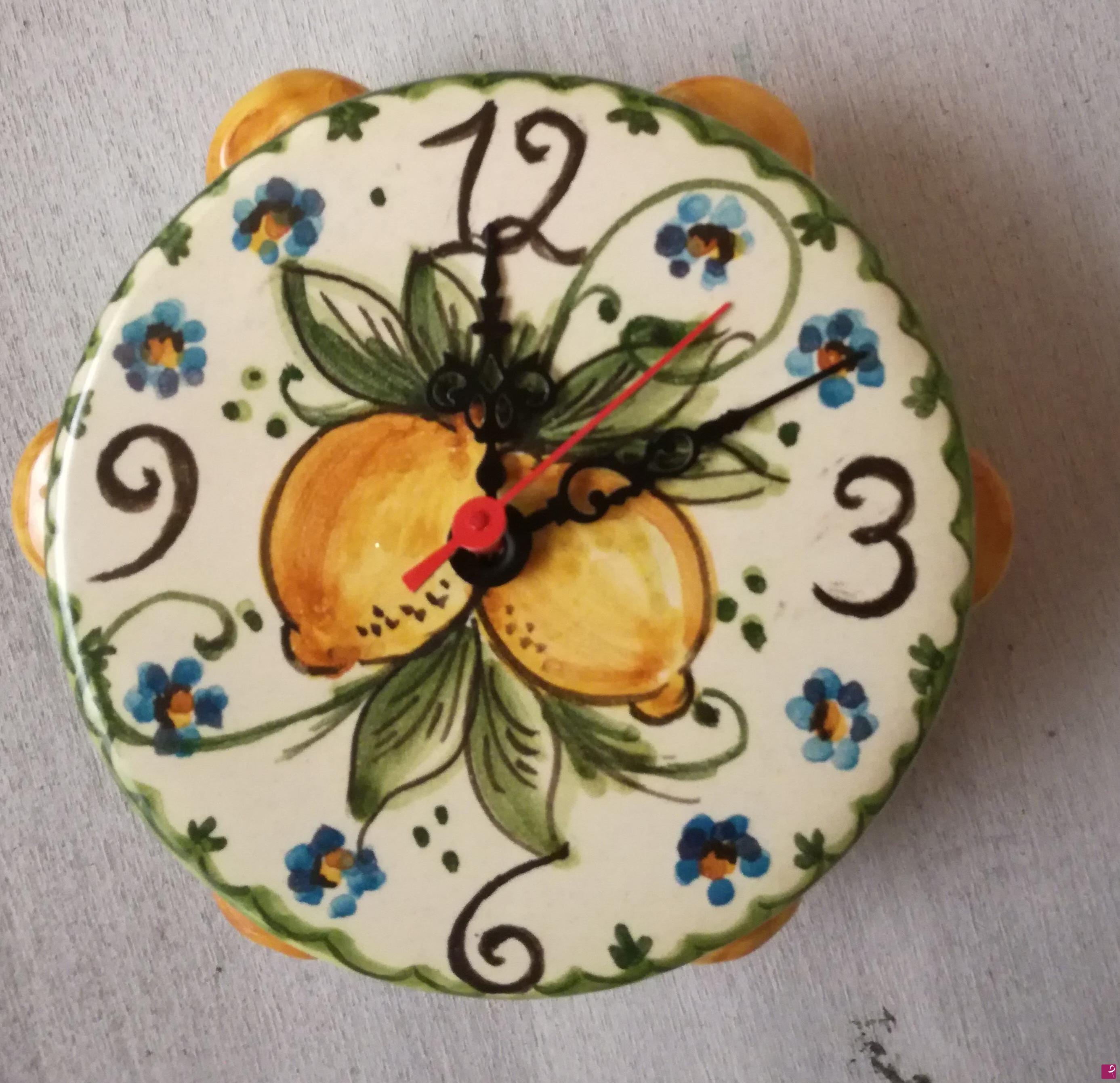quadri in vendita online - Tamburello in ceramica a orologio 