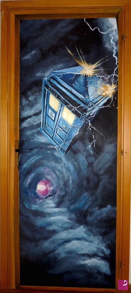 quadri in vendita online - Tardis e Time Vortex (porta dipinta) 