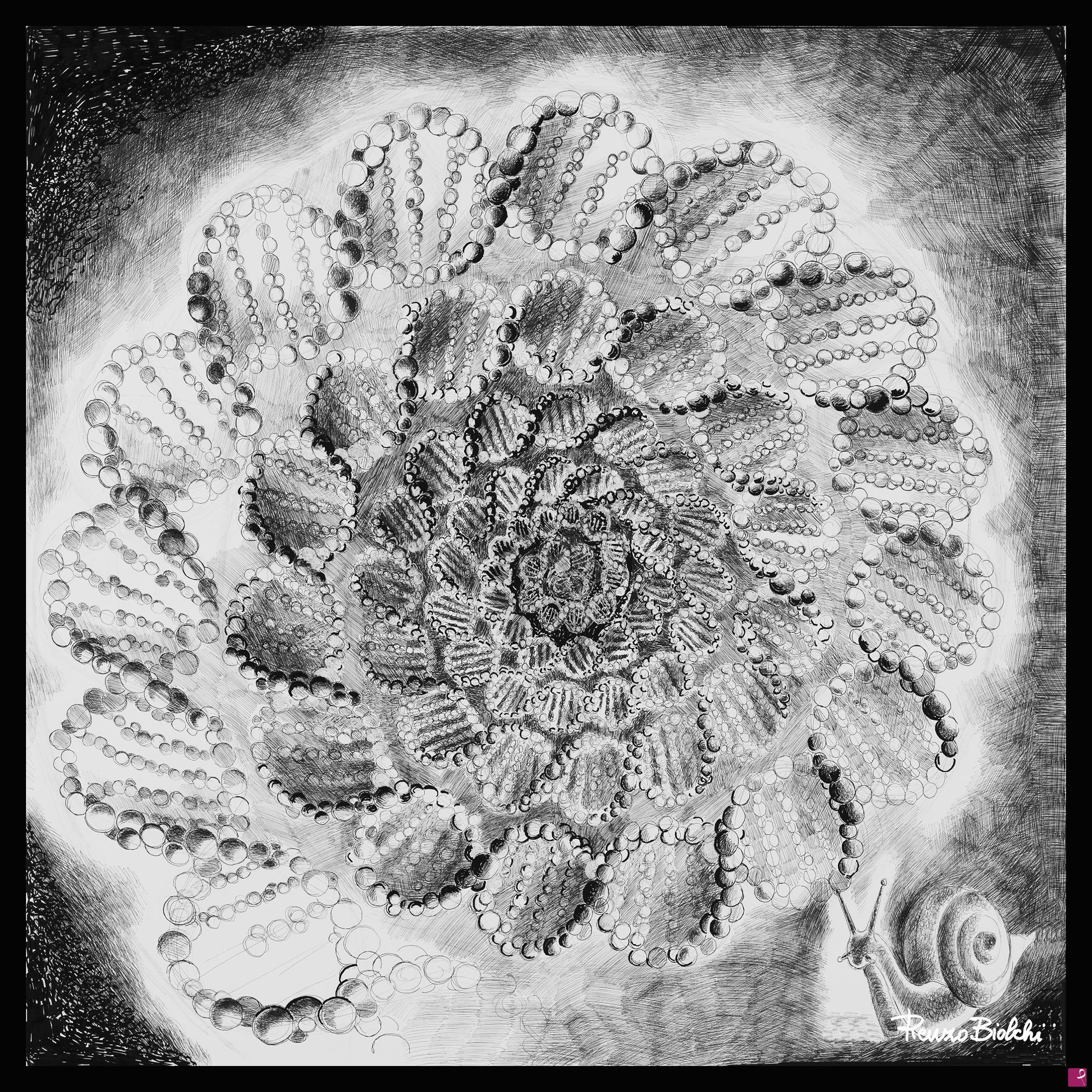 quadri in vendita online - tavola grafica 042   La spirale del tempo manifestata nell'infinita catena del DNA.
